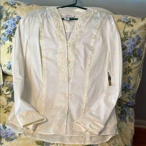 Vintage White Blouse with Lace Detail